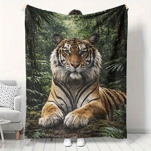 Regal Tiger Forest Throw Blanket - Brown & Green